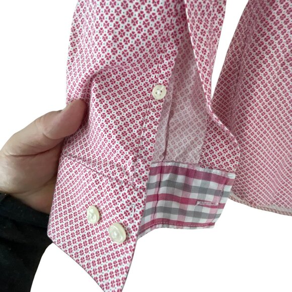 Nick Graham Mens Stretch Modern Fit Pink White Long Sleeve Button-Up Shirt Sz M - Picture 8 of 12